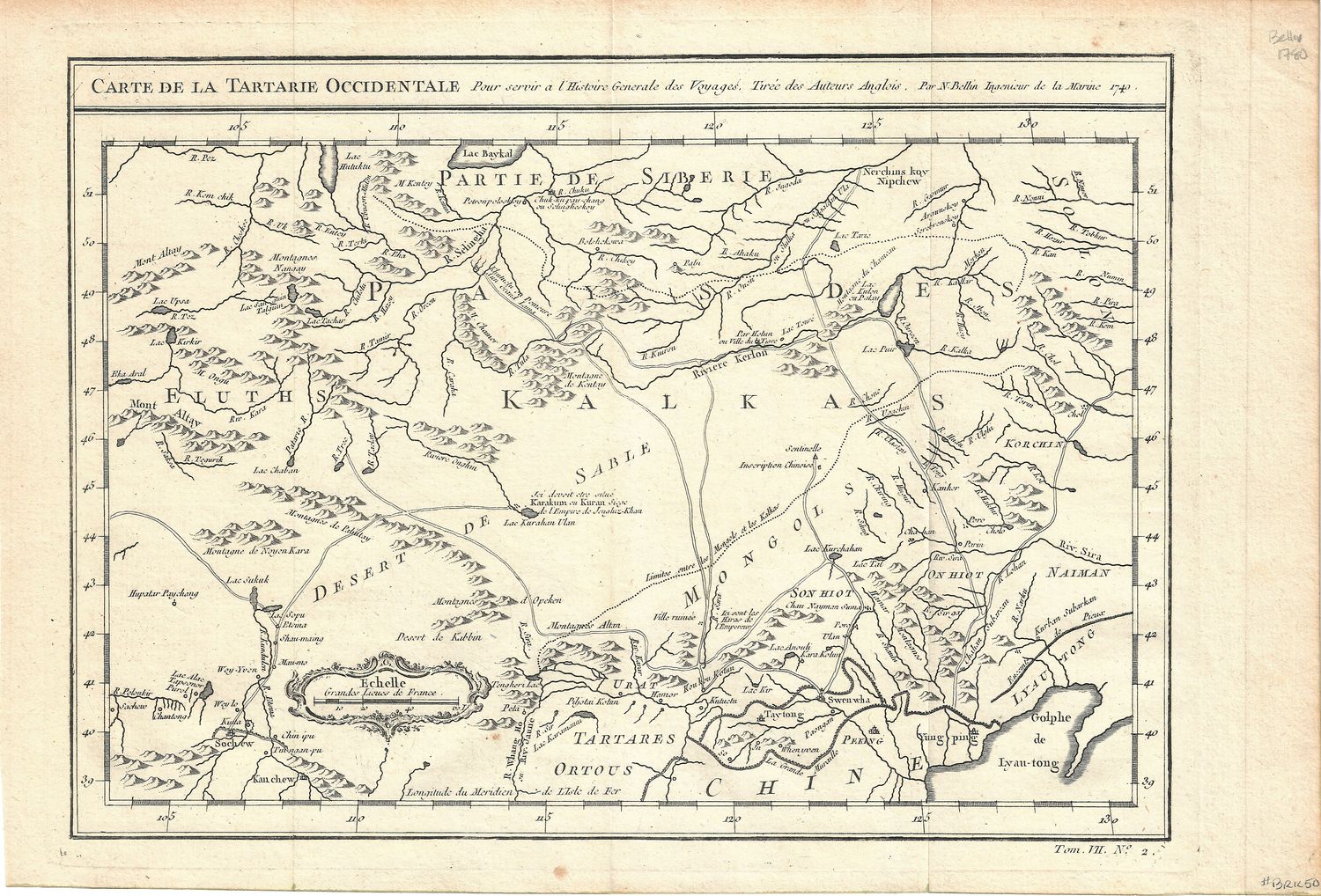 1780 Map of West Tartary by Mr. Bellin