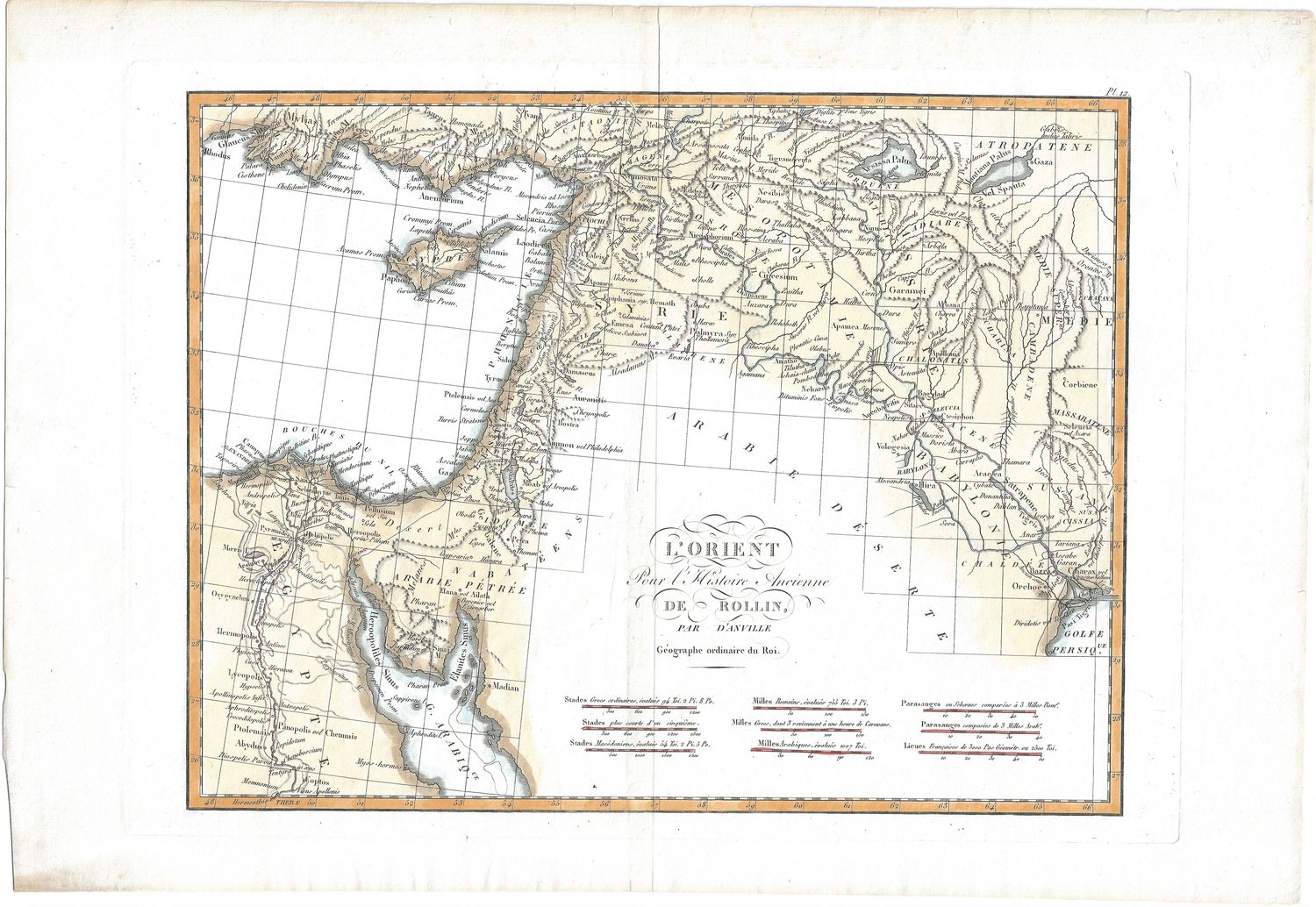 1803 Map of the Ancient History of the East (Syria, Cyprus, Israel, Jordan) by D'Anville