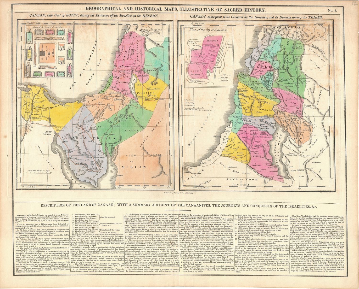 1821 Geographical &amp; Historical Map of Sacred History by LaVoinese 