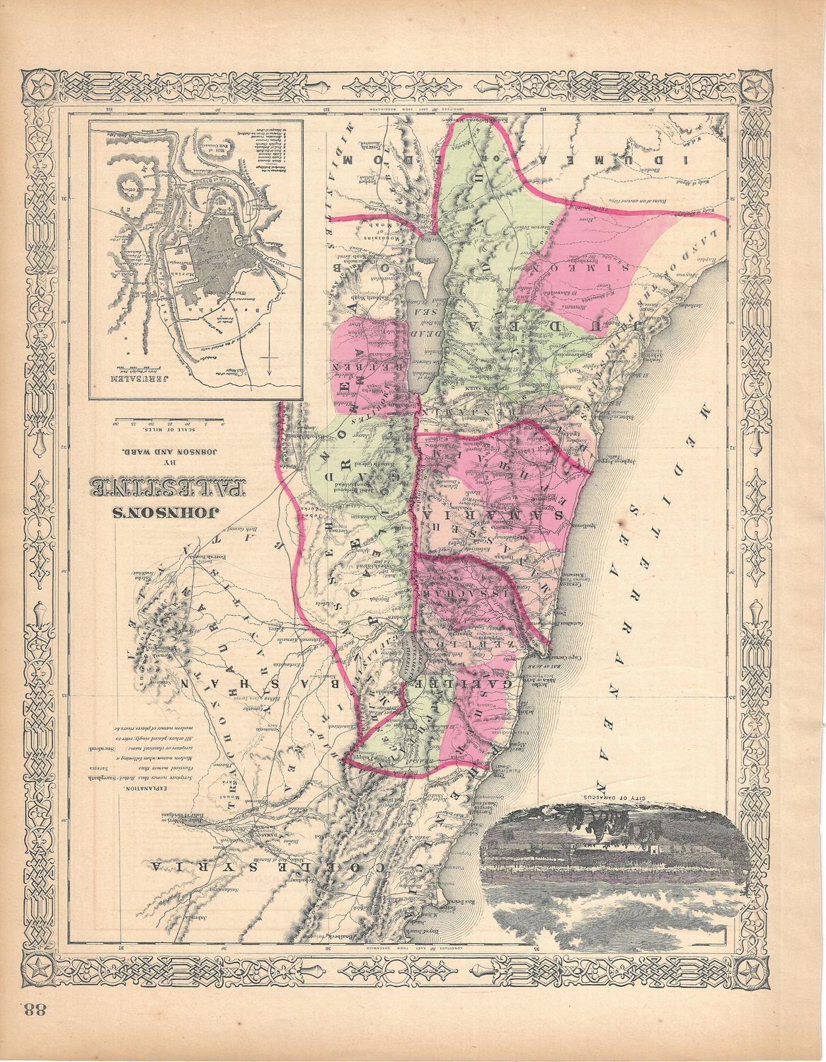 1863  Map of Palestine by Johnson and Ward 