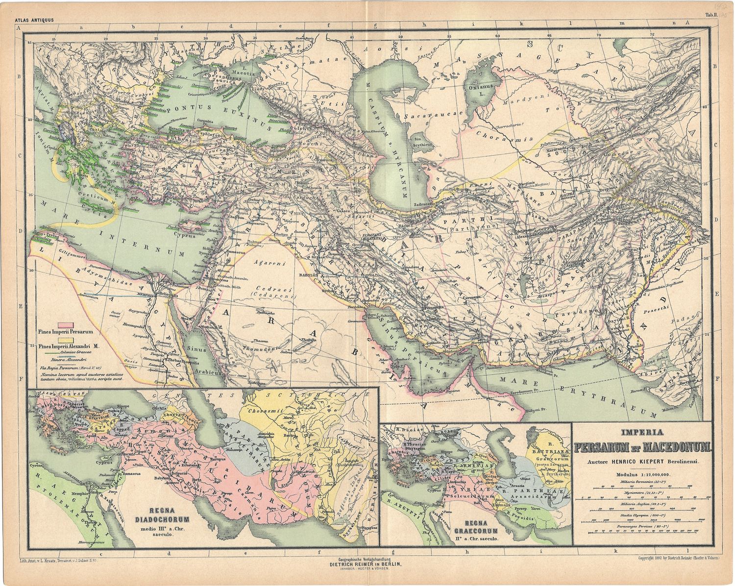 1892 Map of Persian &amp; Macedonian Empires by Dietrich