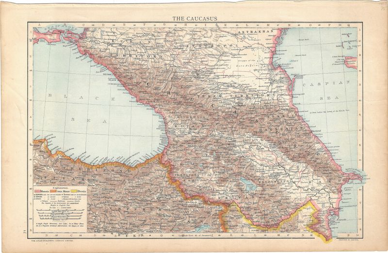 1893 Map of the Caucasus by the Atlas Publishing Co..