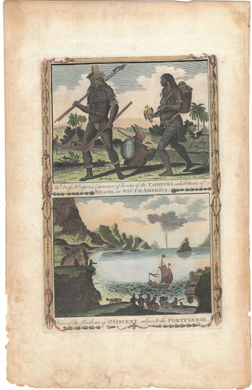 1784 Inhabitants of Brazil &amp; a View of St Vincent Harbor from Tapoyers Geography