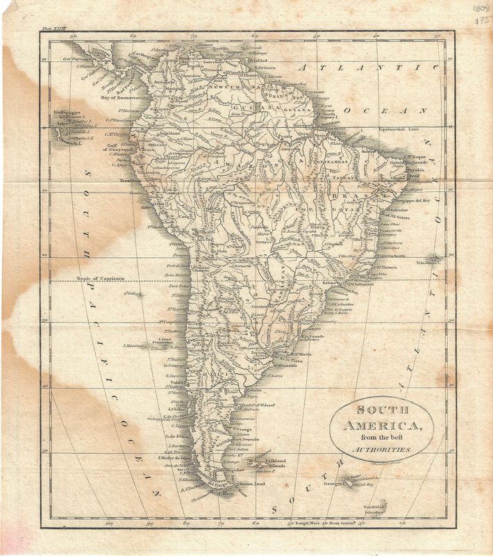1808 Map of South America from the best authorites.