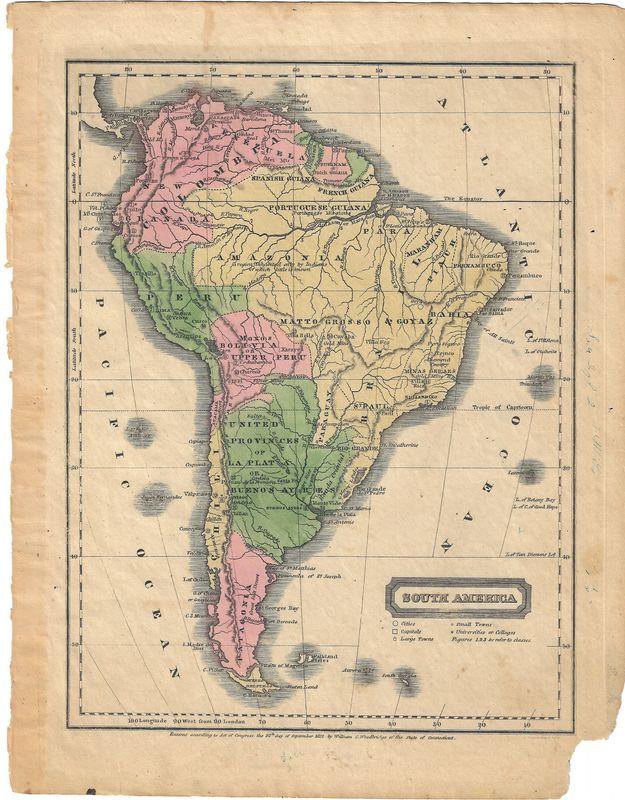 1829 Map of South America w/ a Bolivian Coast