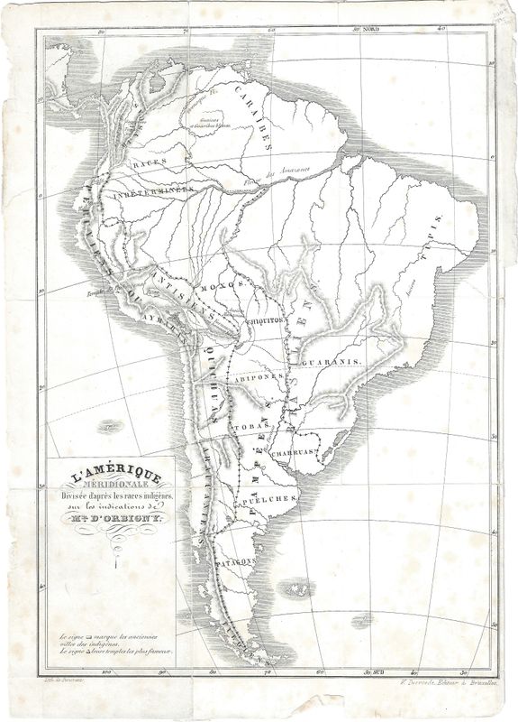 1838 Map titled;  L'Amerique Meridionale: South America with Divisions of Native Peoples from Research by D'Orbigny