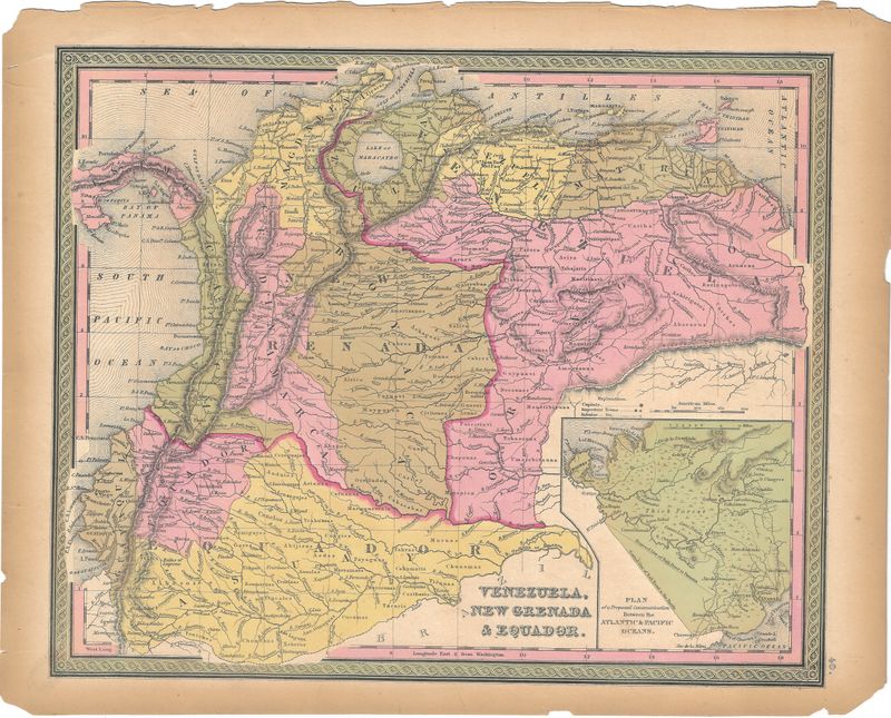 1853  Map of Venezuela, New Granada &amp; Equador by Cowperthwaite and Mitchell