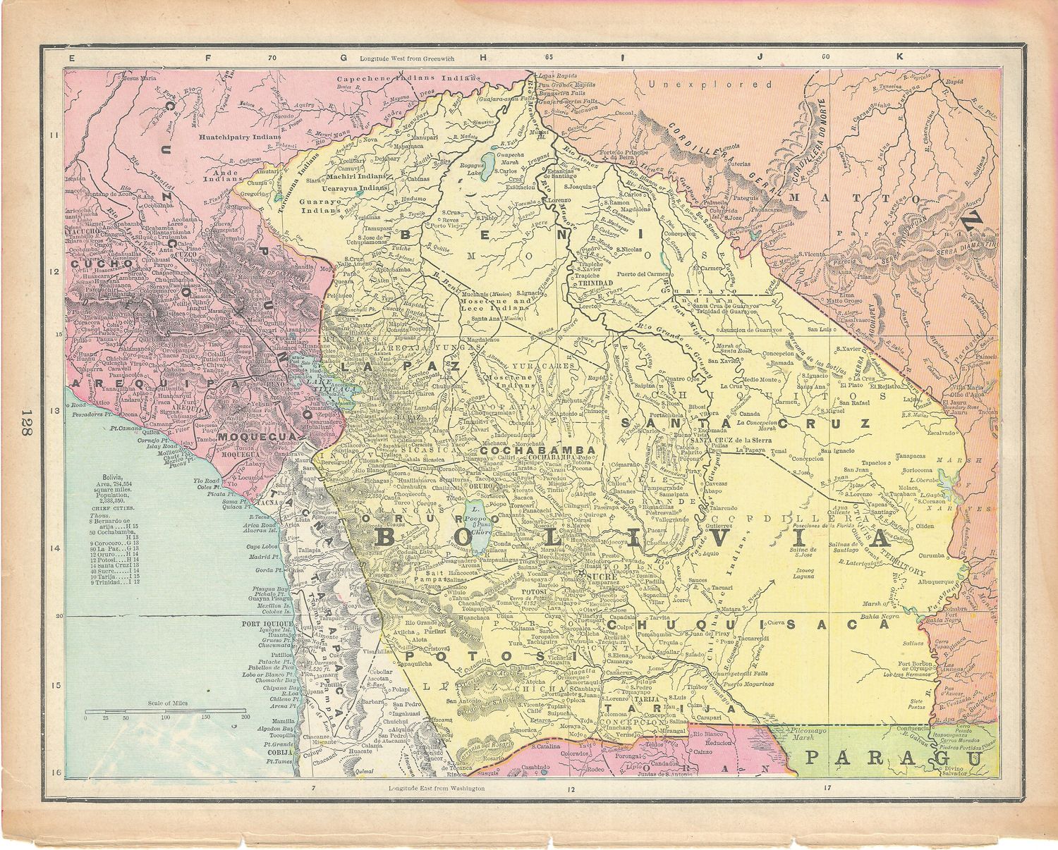 1903 Map of Bolivia by George Cram