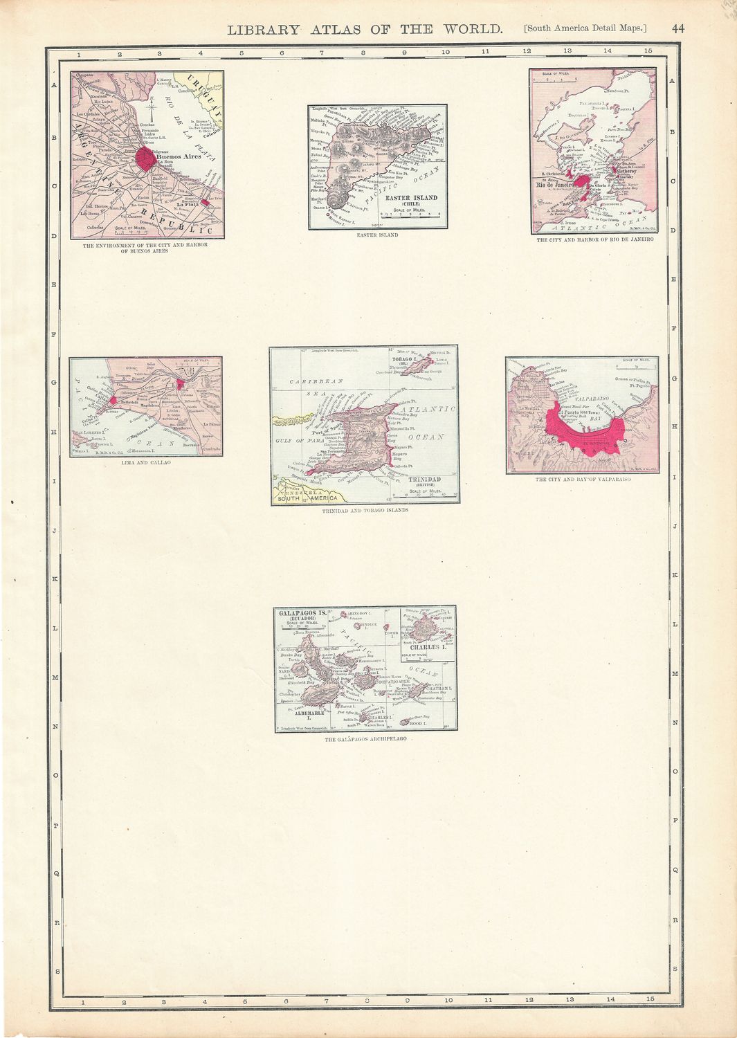 1912 South America Detail Maps from Rand McNally Library Atlas of the World