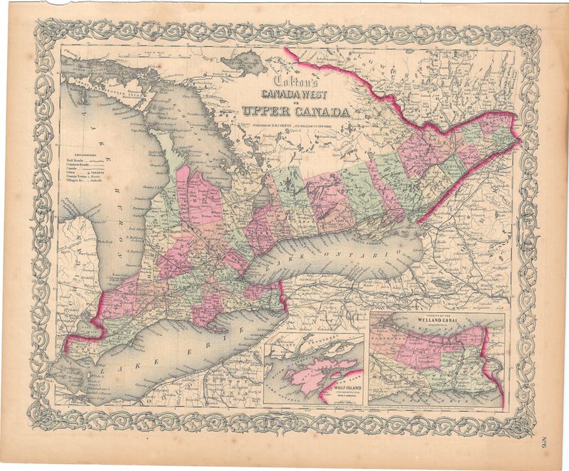 1855 Map of Canada West by JH Colton