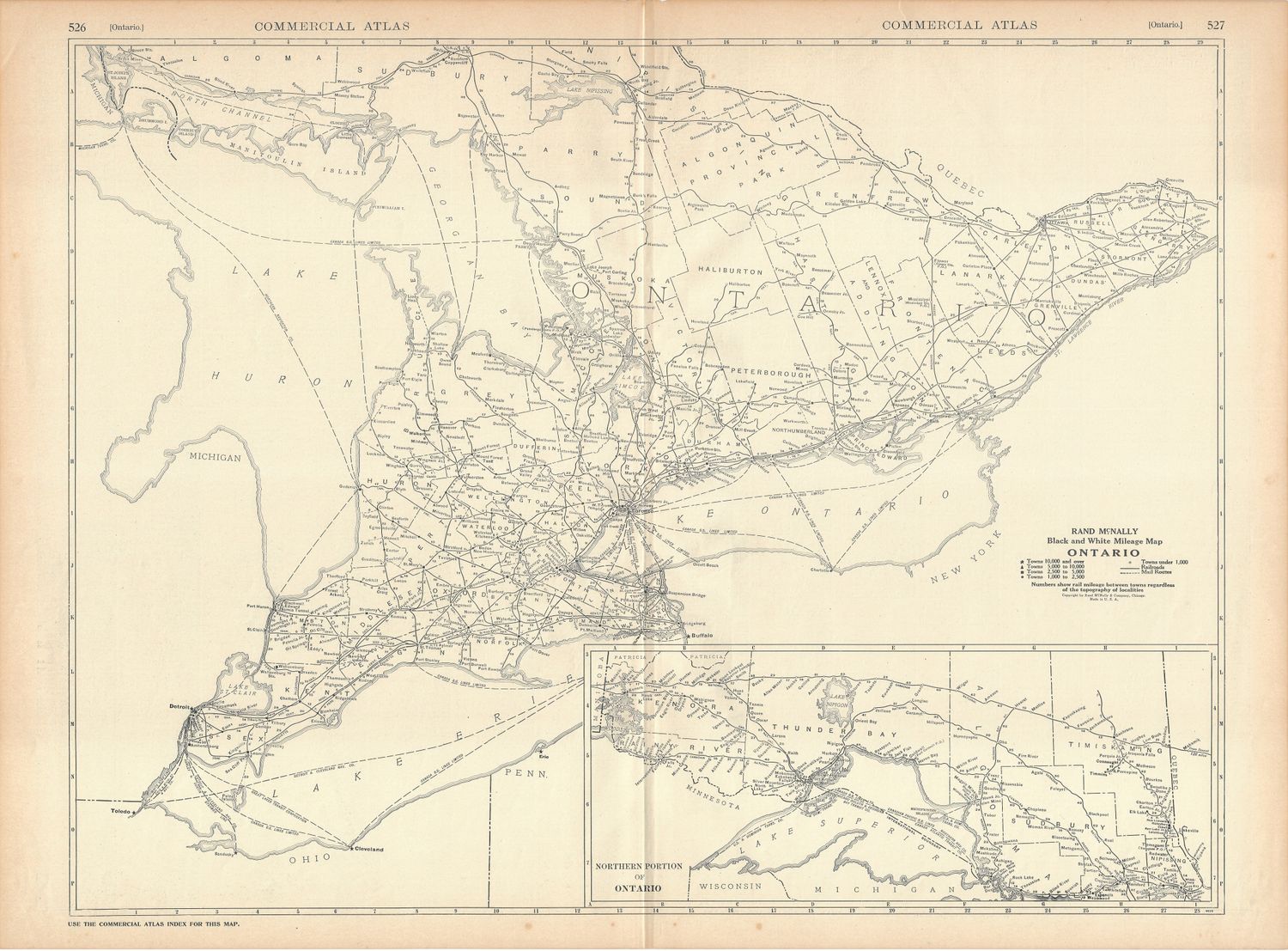 1924 Mileage Map of Ontario , Canada by Rand McNally