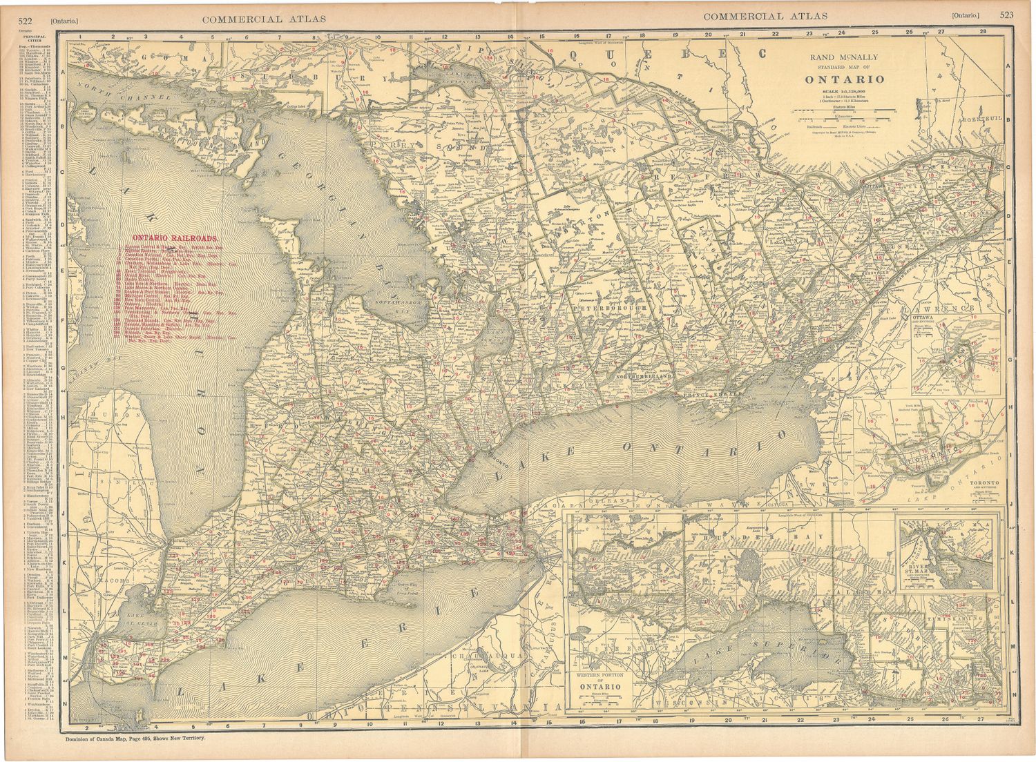 1924 Railroad Map of Ontario , Canada by Rand McNally