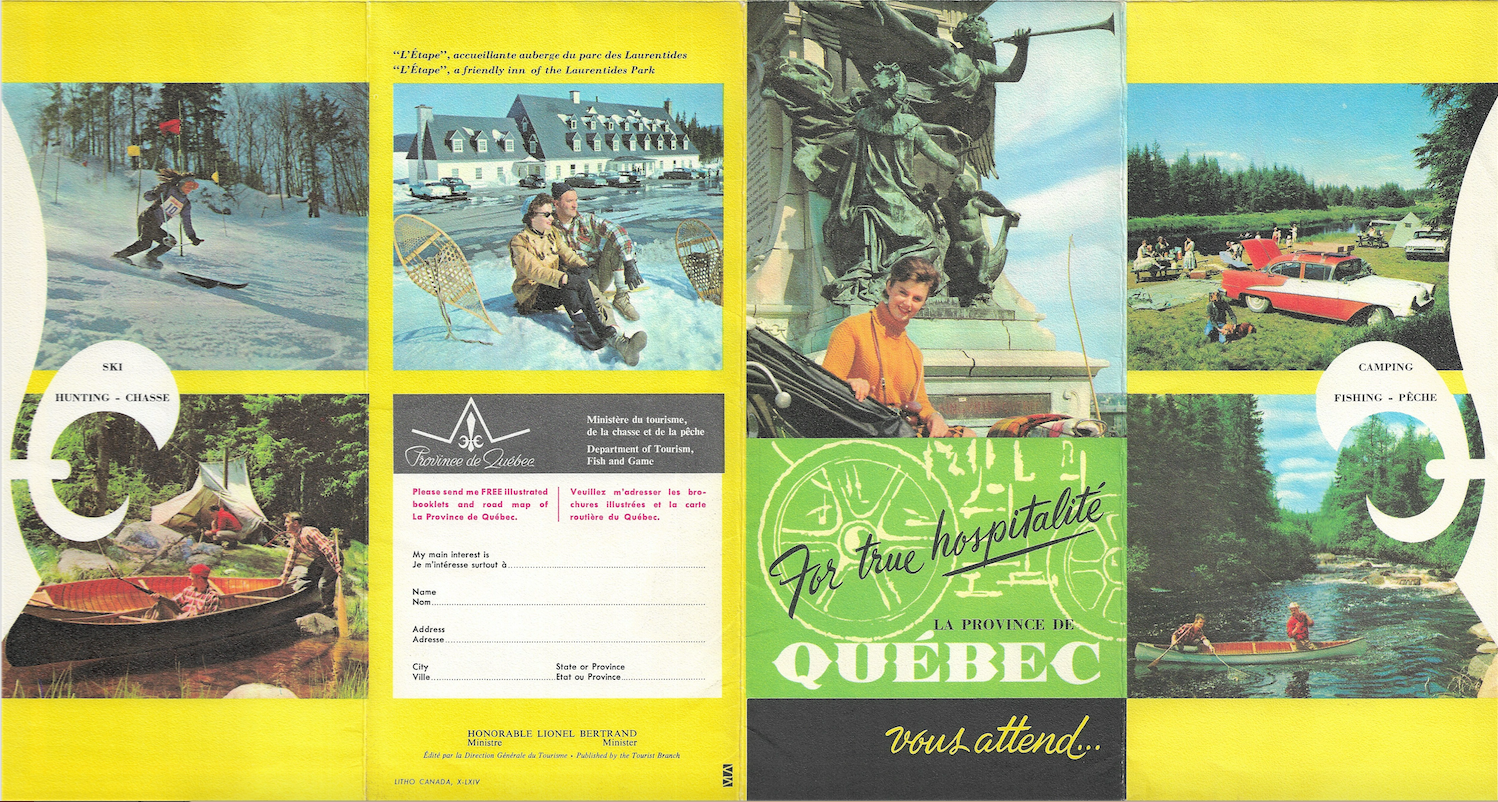 1964 Tourism Map of Quebec, Canada
