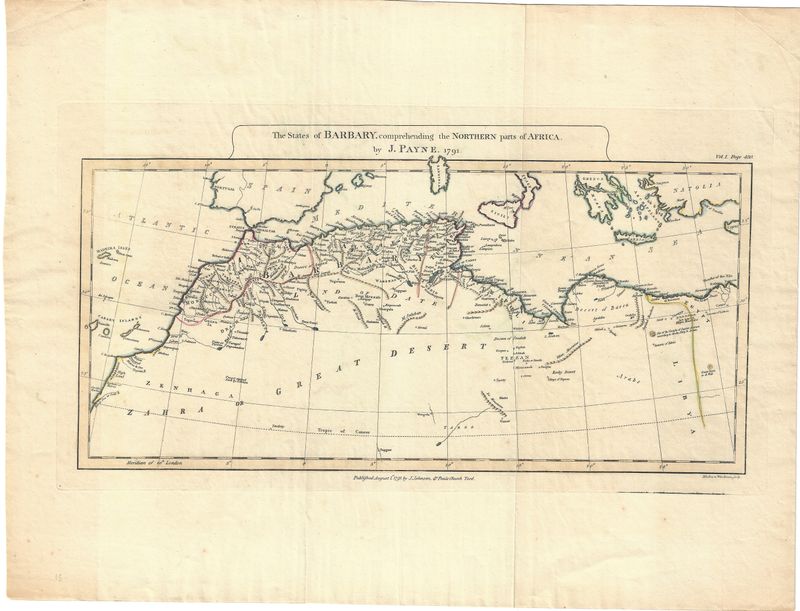 1791 Map of the States of Barbary, Northern Africa w/ OHC by J. Payne