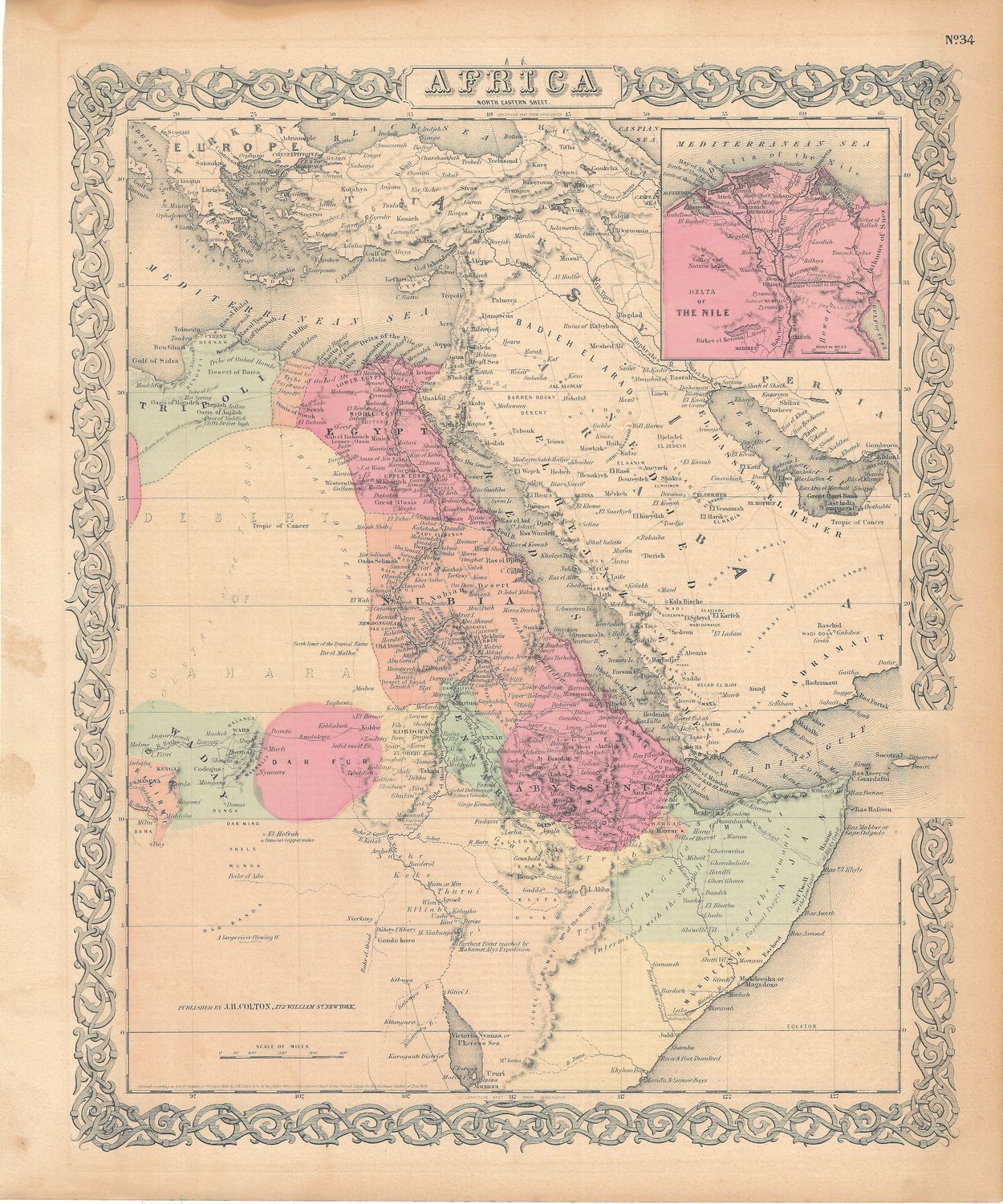 1855 Map of North-East Africa by JH Colton 