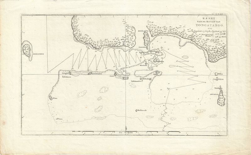 1778 Chart of the Harbor of Tongtaboo - Dutch Edition