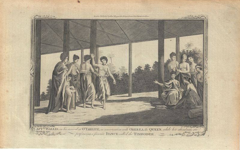 1784 View of Capt. Wallis and Tahitian Dancing Girls by Alex Hogg