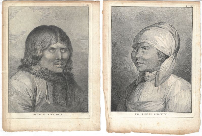 1785 Man &amp; Woman of Kamtchatka (pair) Pl. 75 + 76