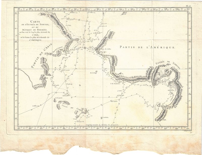1785 Map of the Entry of Norton and the Bhering Strait Pl.53 French Edition 