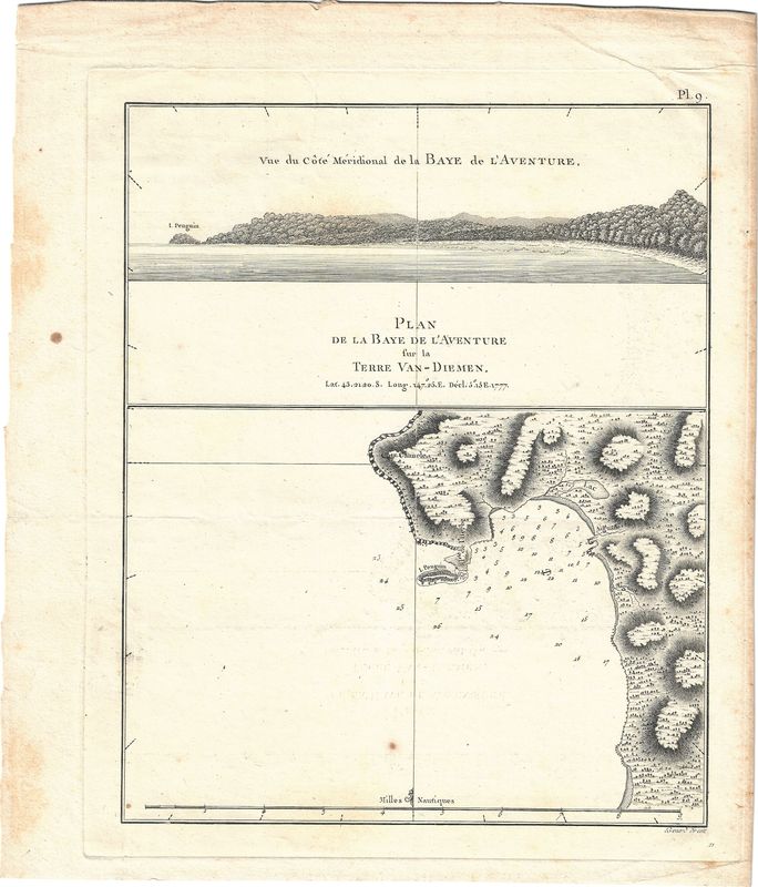 1785 Plan of the Bay of Adventure, Tasmania (Terre de Van Diemen) Pl.9 French Edition