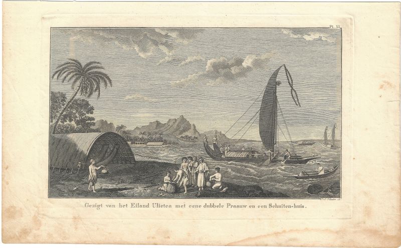 1785 View of Tahitian Double Prow Boats Dutch Edition