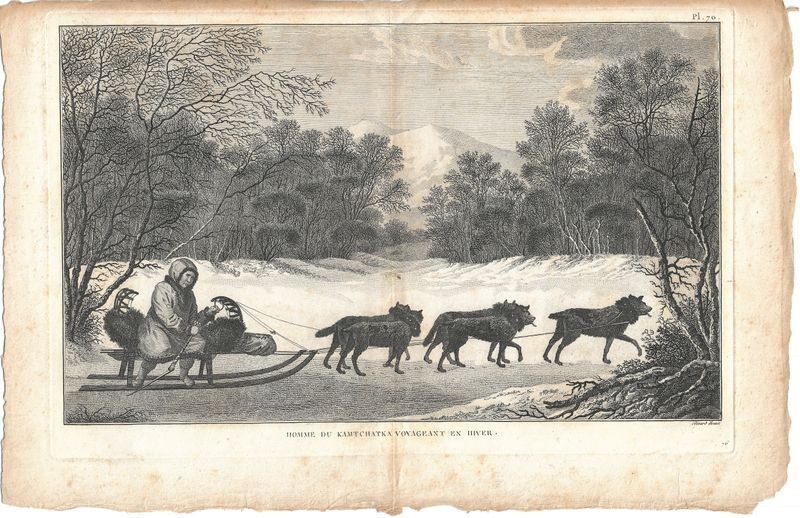 1785 View of a Kamtchatkan Man and his Dogs Pl. 70 French Edition