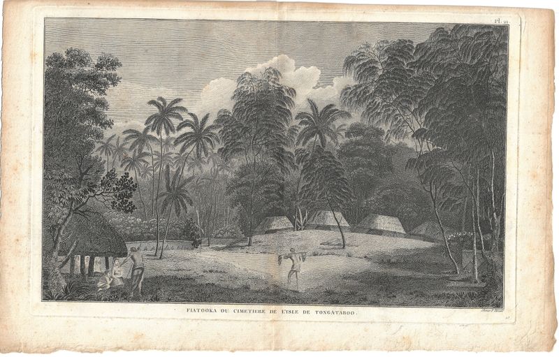 1785 View of a Village and Cemetary of Tongataboo Plate 21 French Edition