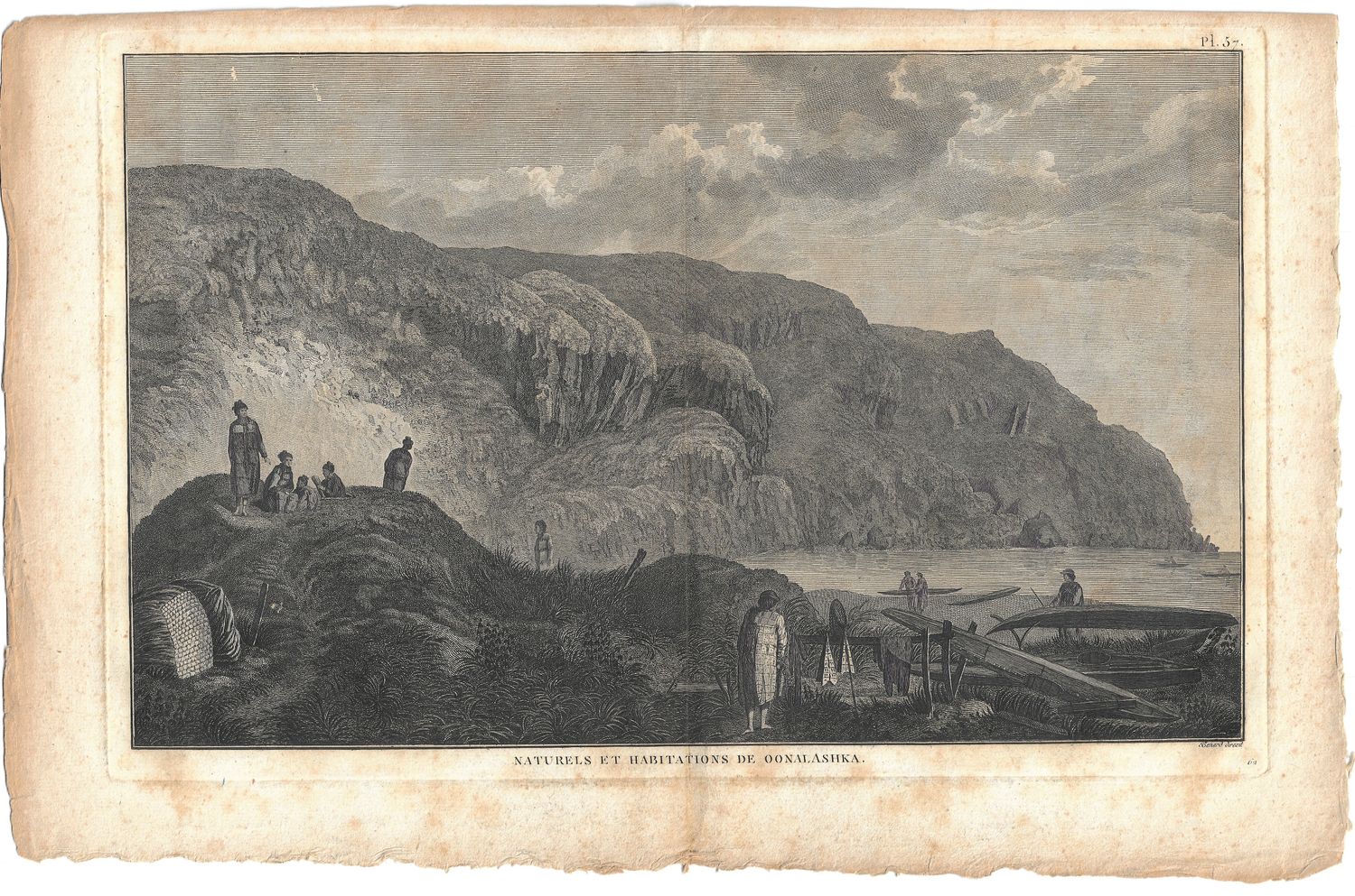 1785 View of the Nature and Habitations of Oonalashka Pl.37 French Edition