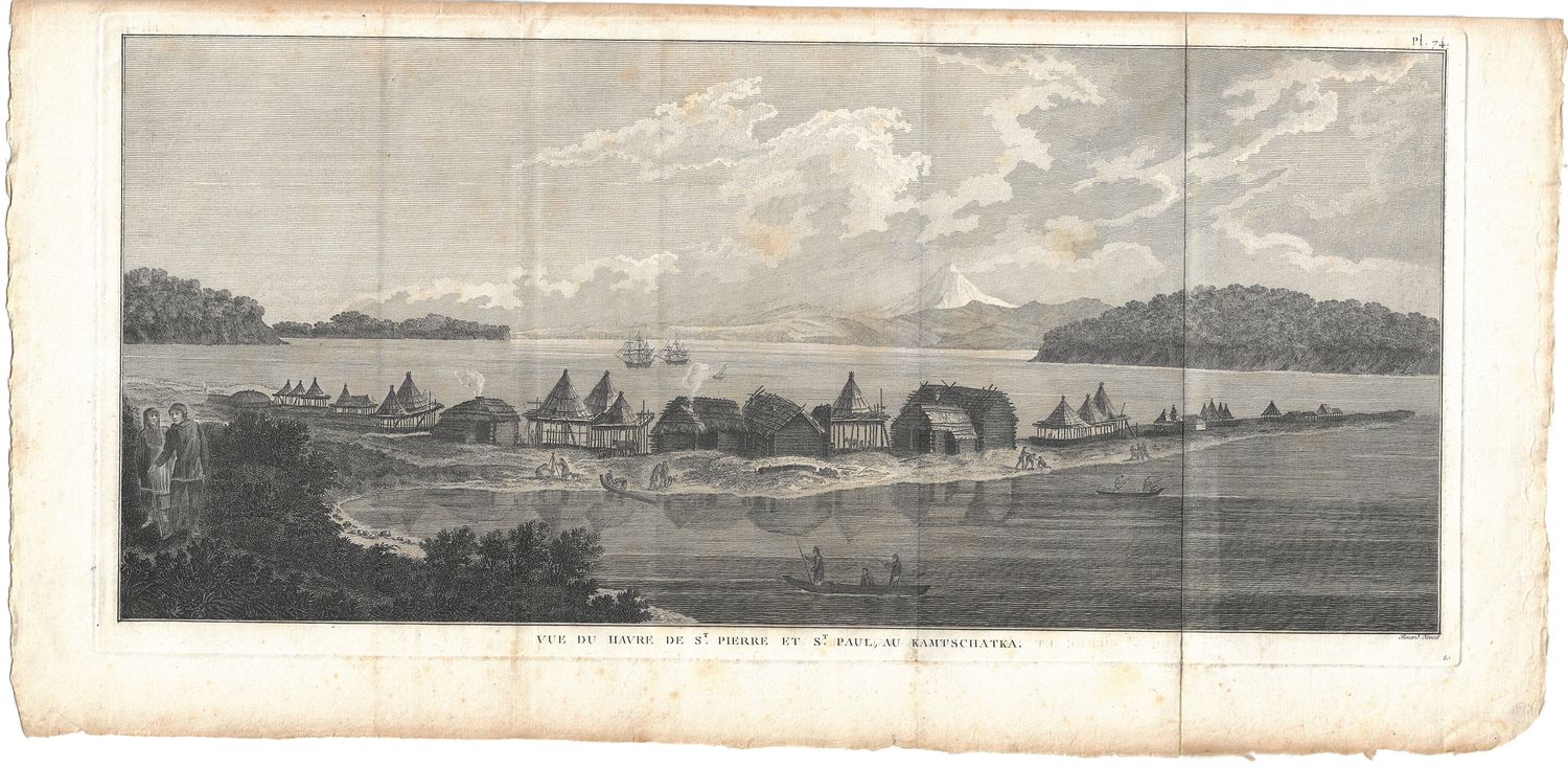 1785 View of the Harbor of St Peter and St Paul in Kamtchatka Plate 74 French Edition 