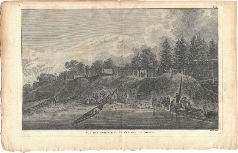 1785 View of the Habitations at the Entrance to Nootka Plate 41 French Edition