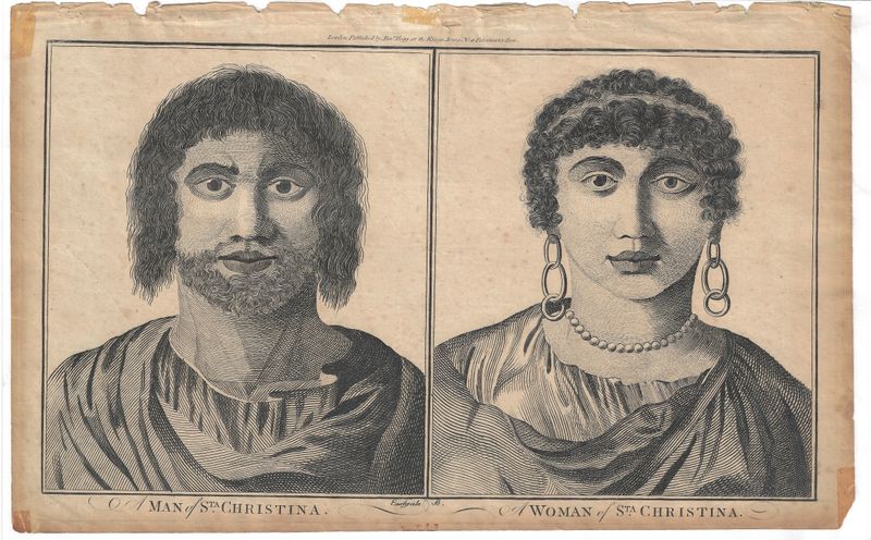 1785 View of Man &amp; Woman of St Christina by Alex Hogg  in copper engraving
