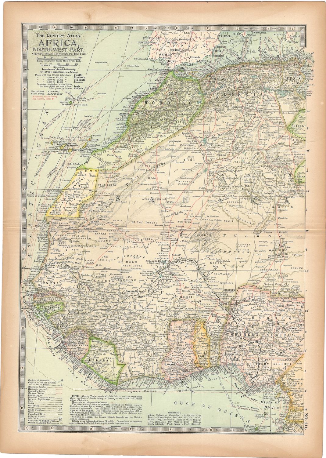 1897 Century Map of North-West Africa