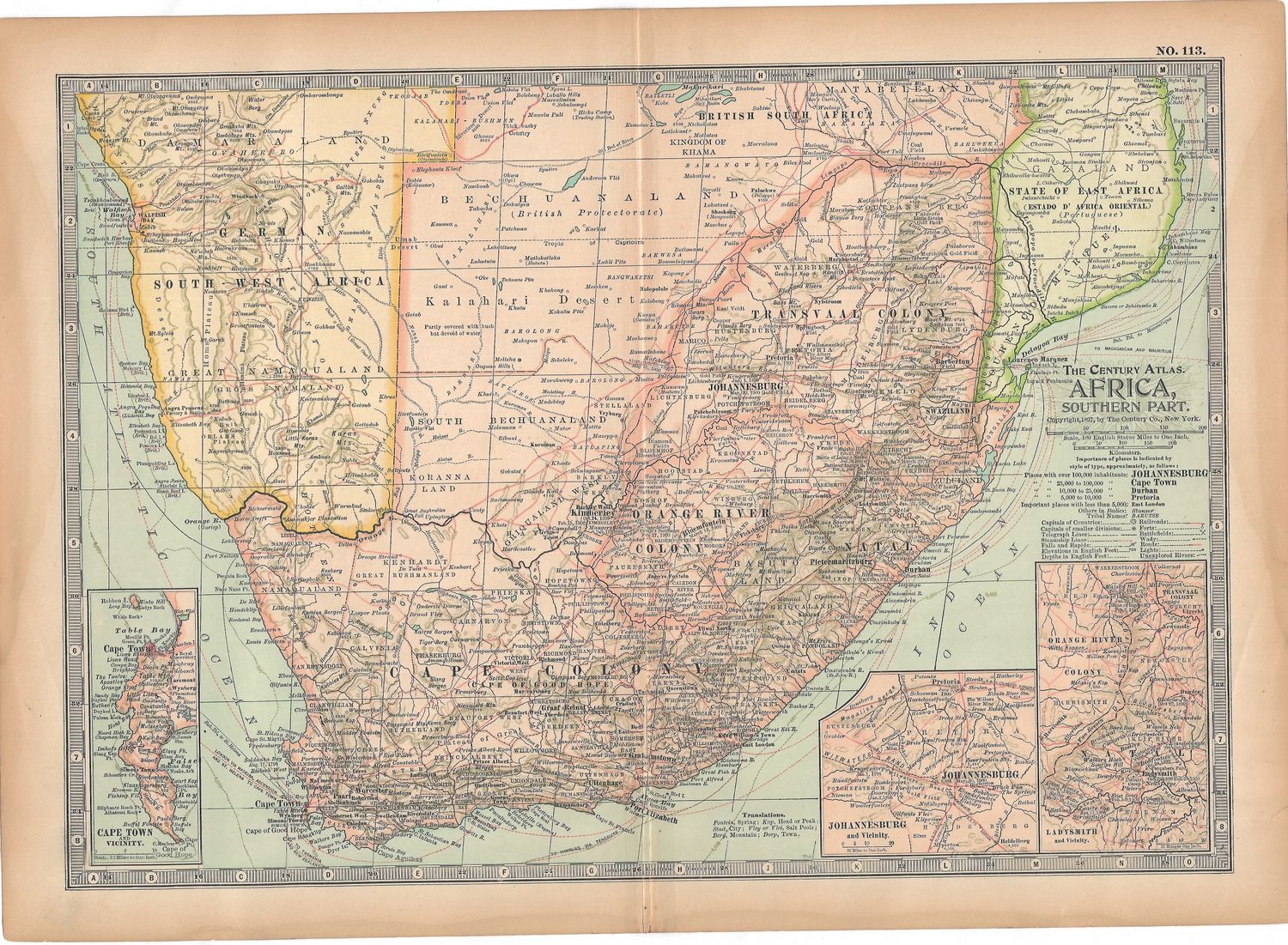 1897 Century Map of Southern Africa