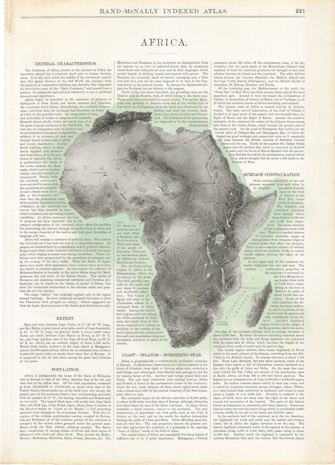 1912 Geological &amp; Riparian Map of Africa by Rand McNally