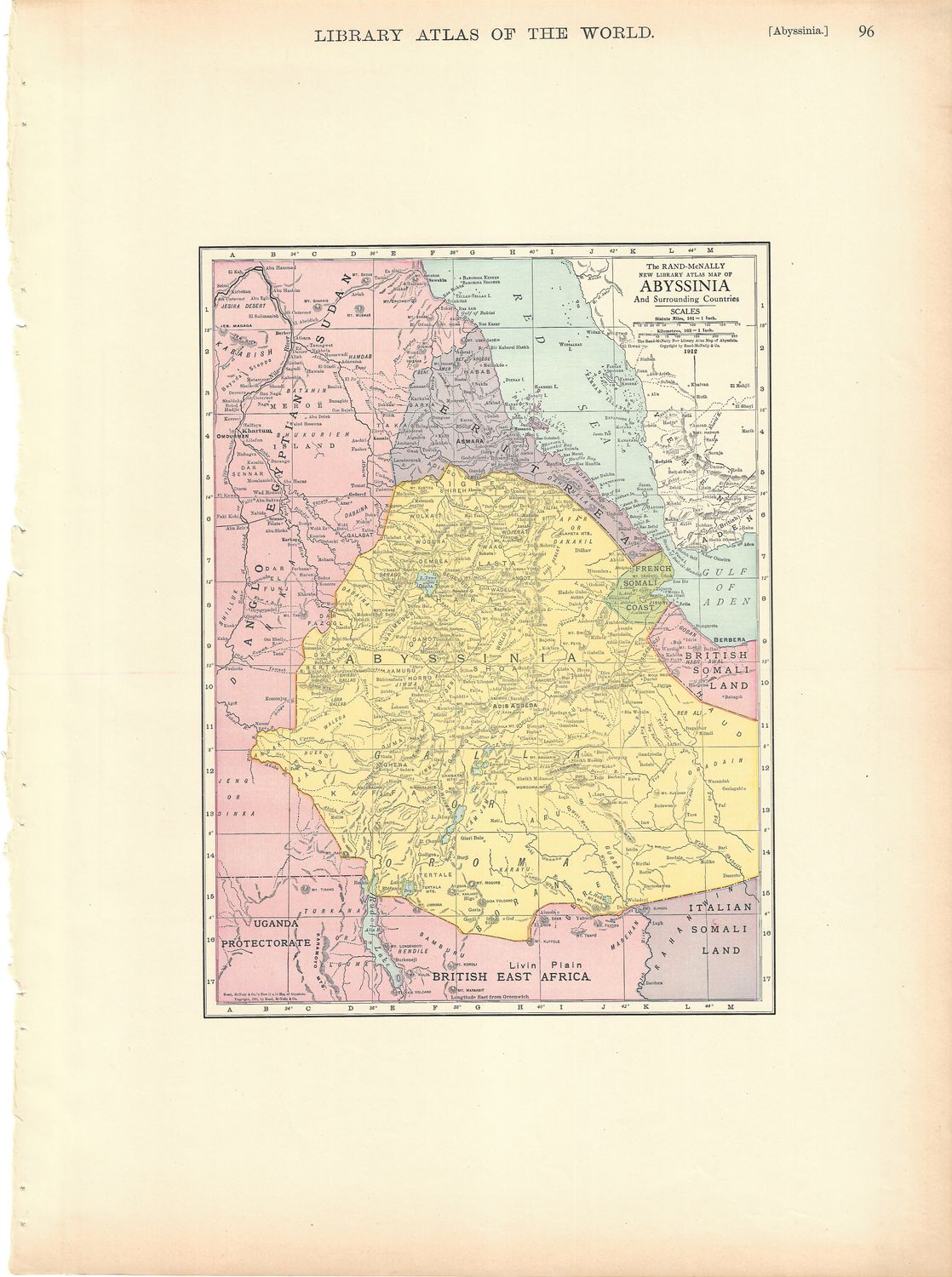 1912 Map of Abyssinia from Rand McNally' Atlas of the World