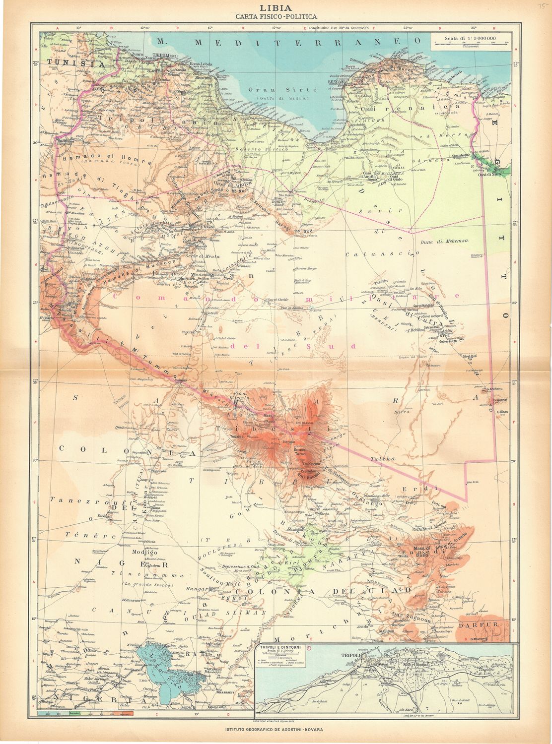 1934 Map of Libia by Instituto Geographico di Agostini