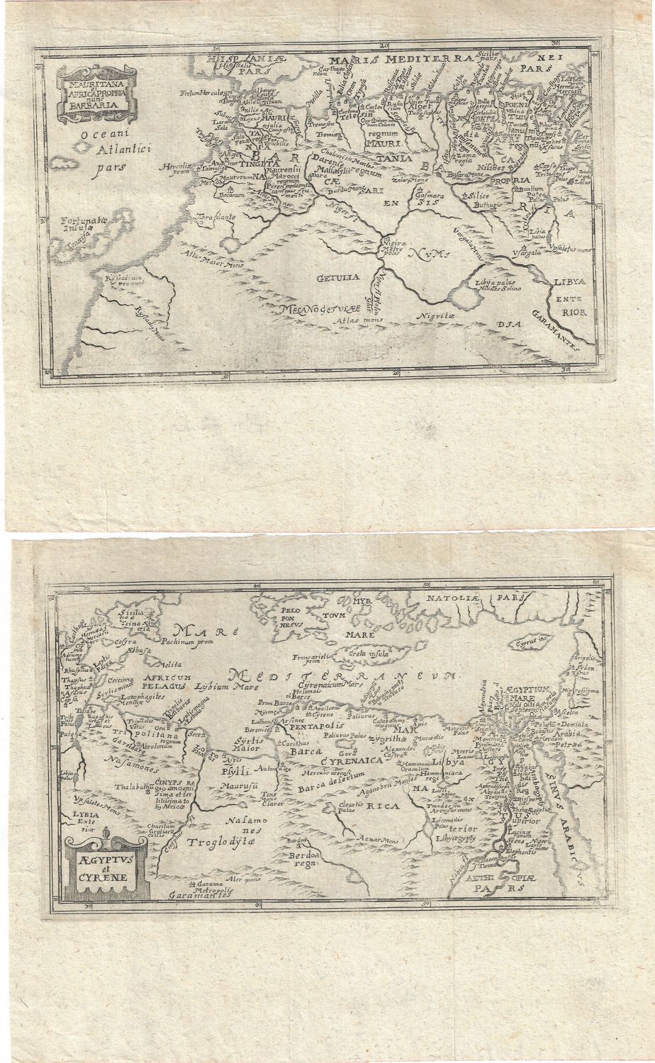 1694 Map of Northern Africa in 2 sheets (pair) by Philippus Cluverius