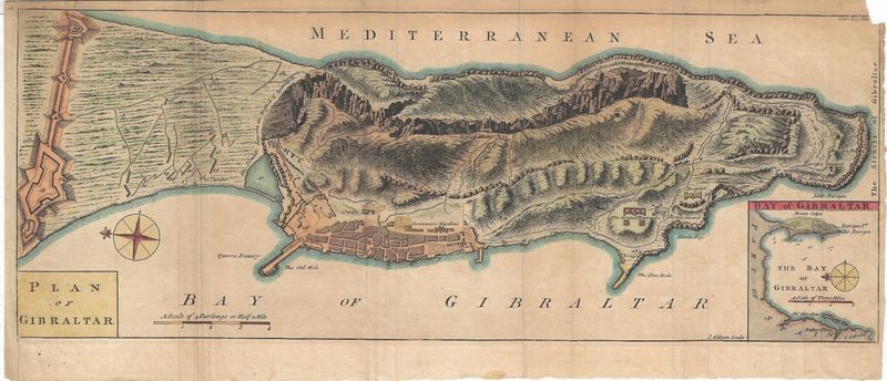 1762 Plan of Gibraltar w/ handcolor