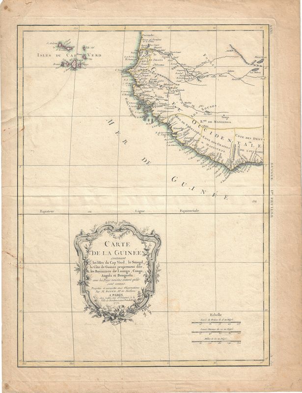 1771 Map of Guinea with the Cape Verde Isles by Bonne
