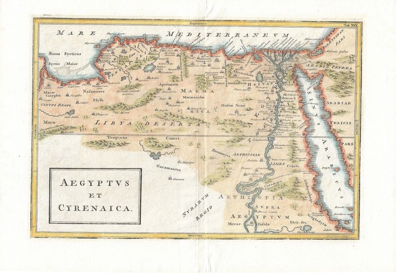 1796 Map of Aegyptus and Cyrenaica (Libya, Egypt) by Christopher Cellarius
