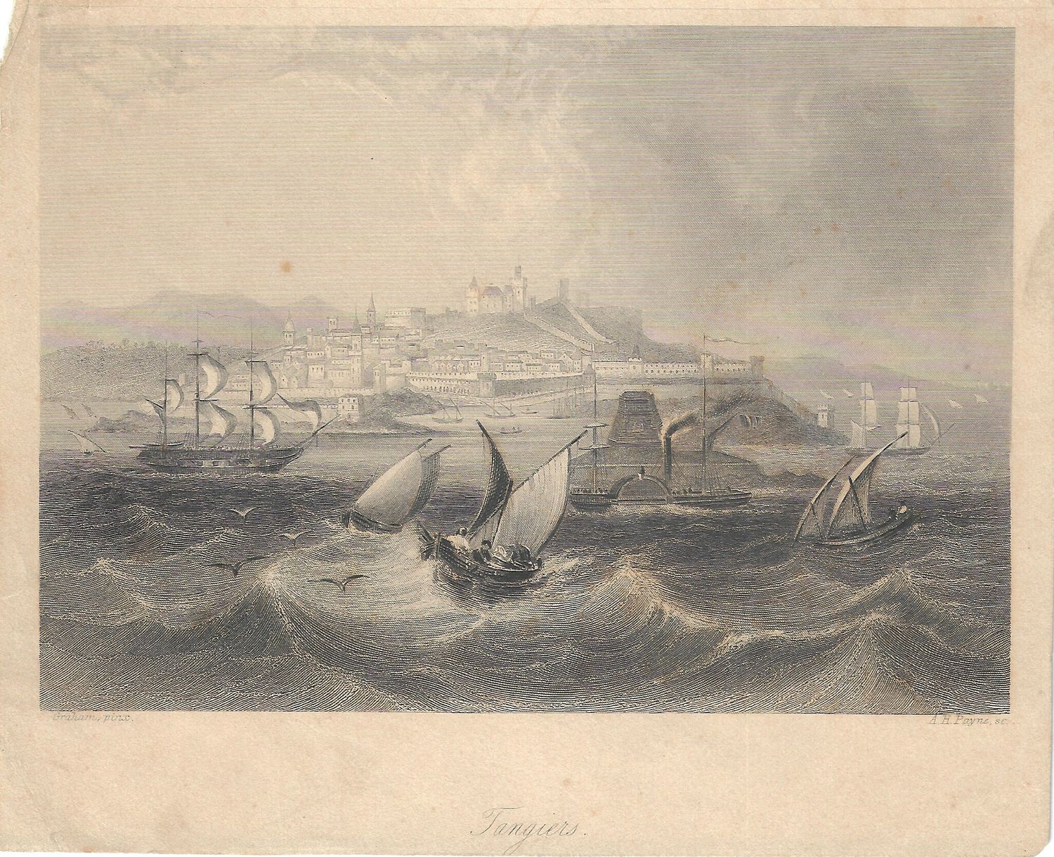 1830 View of Tangiers by AH Payne