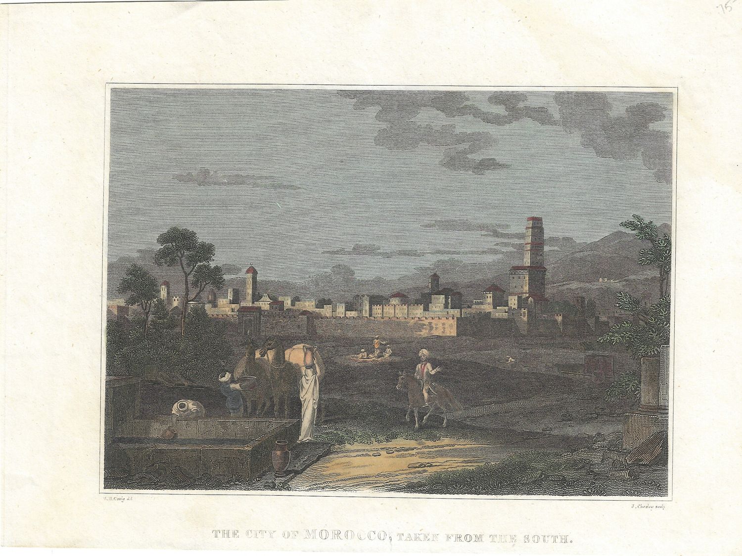1830 View of the City of Morocco  with Hand Color