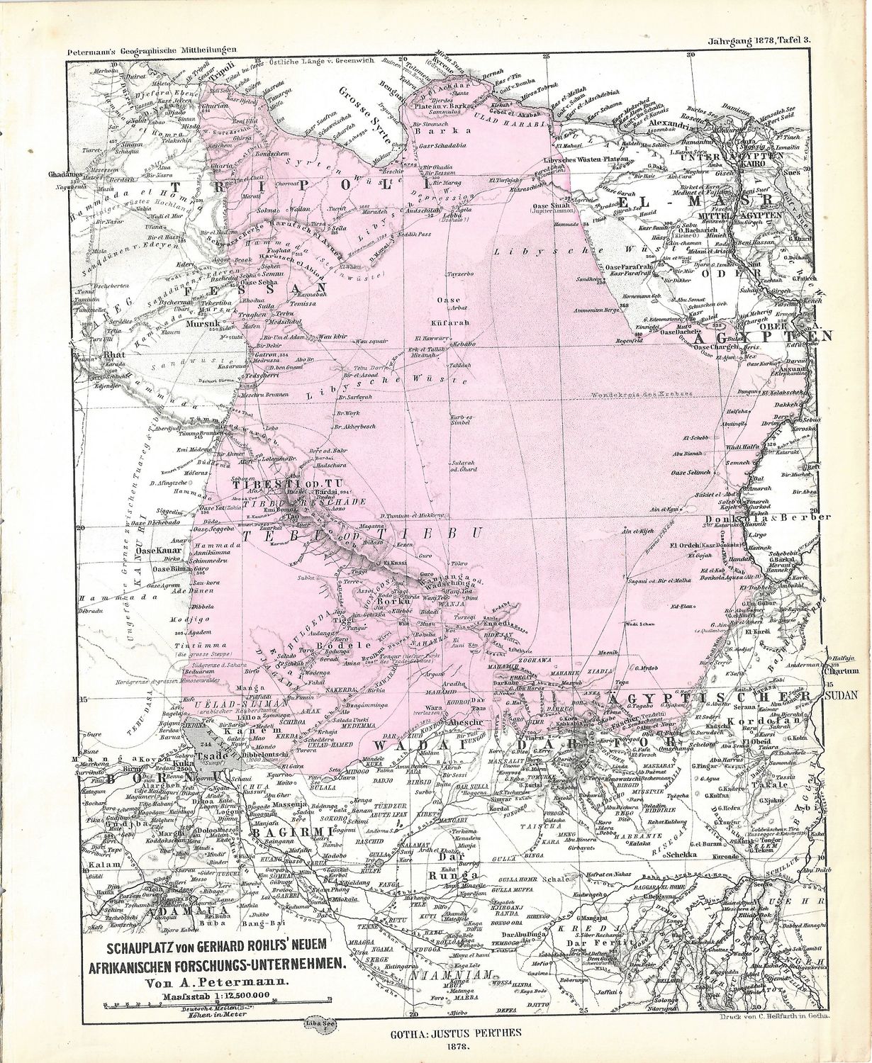 1877 Map of Egypt from Petermann's Geography