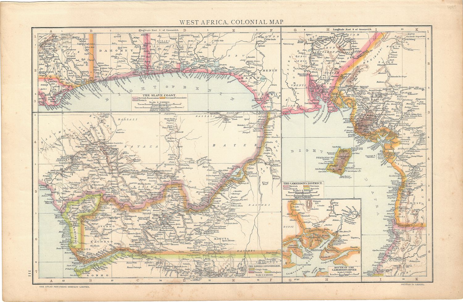 1893 Map of North Western Africa by Atlas Publishing Co.