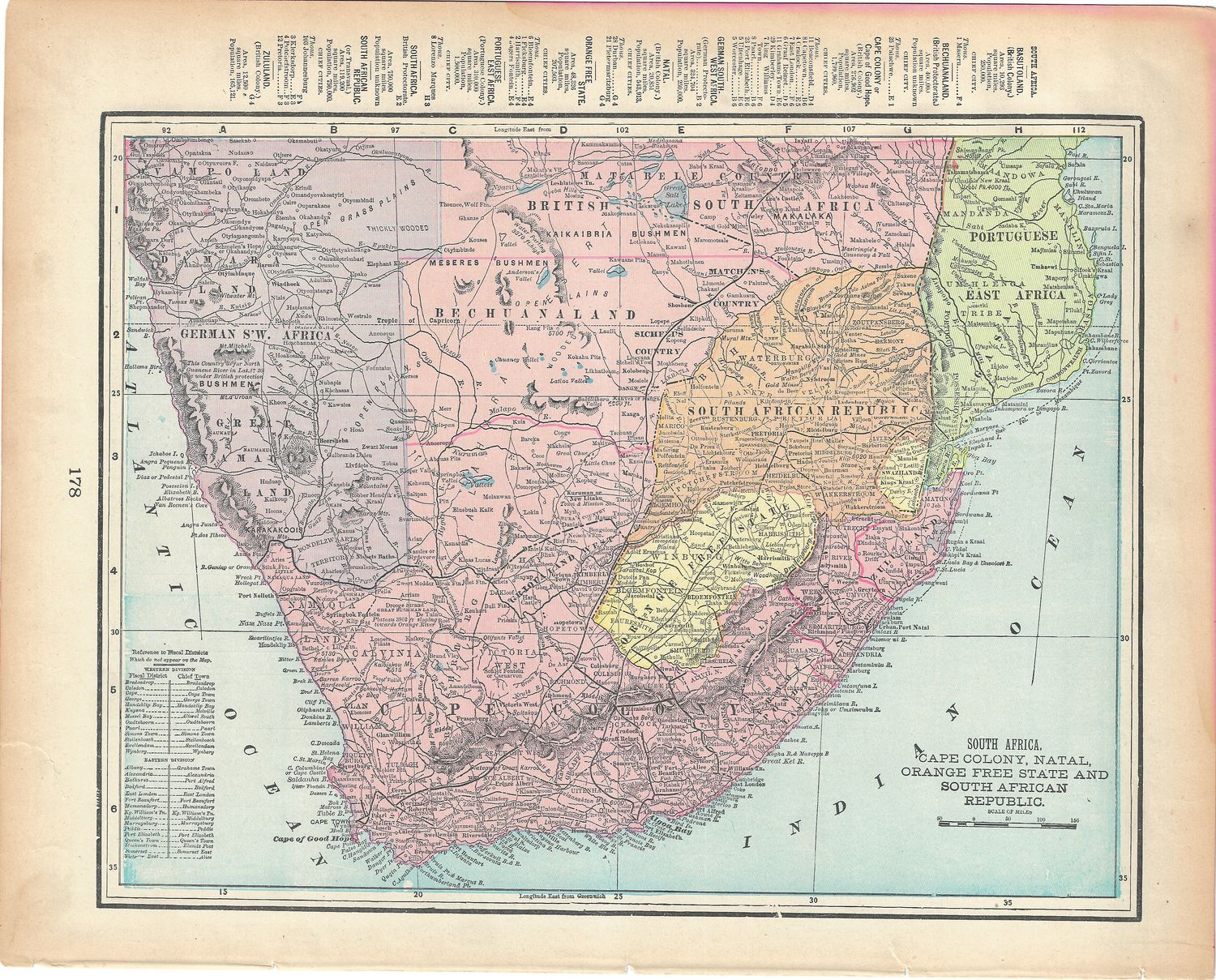 1903 Index Map of South Africa by Cram