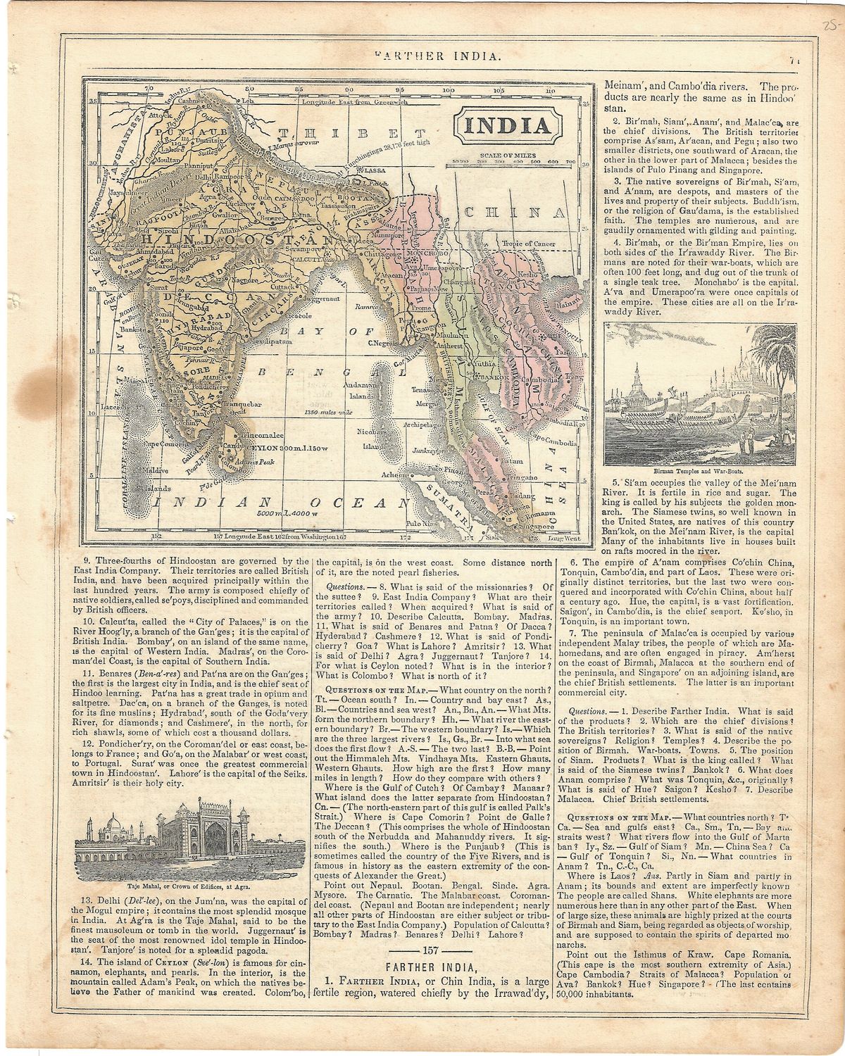 1855 Map of India w/text from McNally&#39;s Atlas 