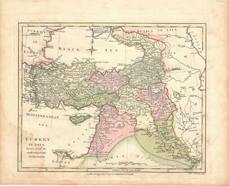 1794 Map of Turkey in Asia by Robert Wilkinson