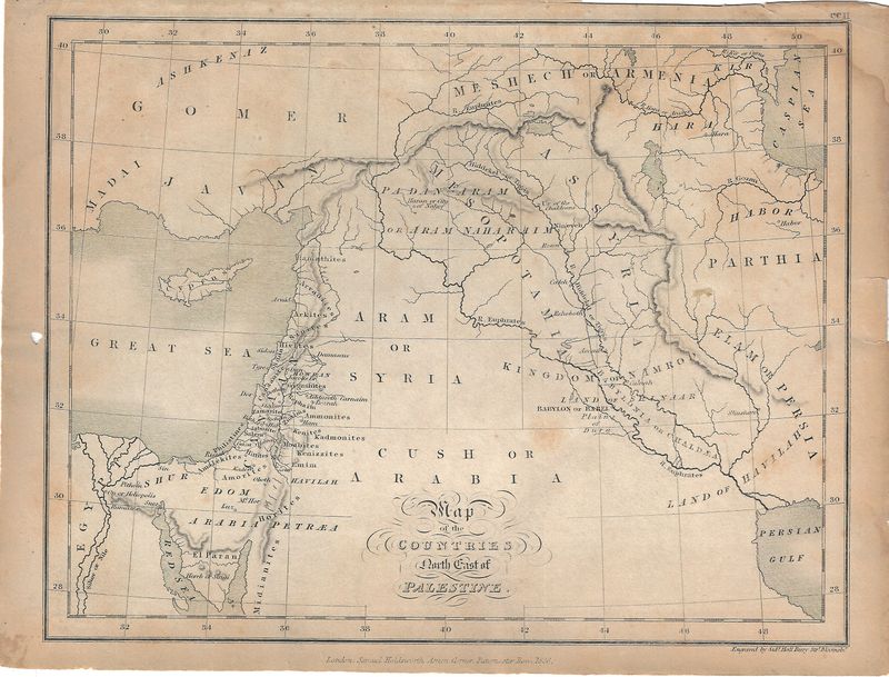 1836 Map of the Countries North East of Palestine by Samuel Holdsworth