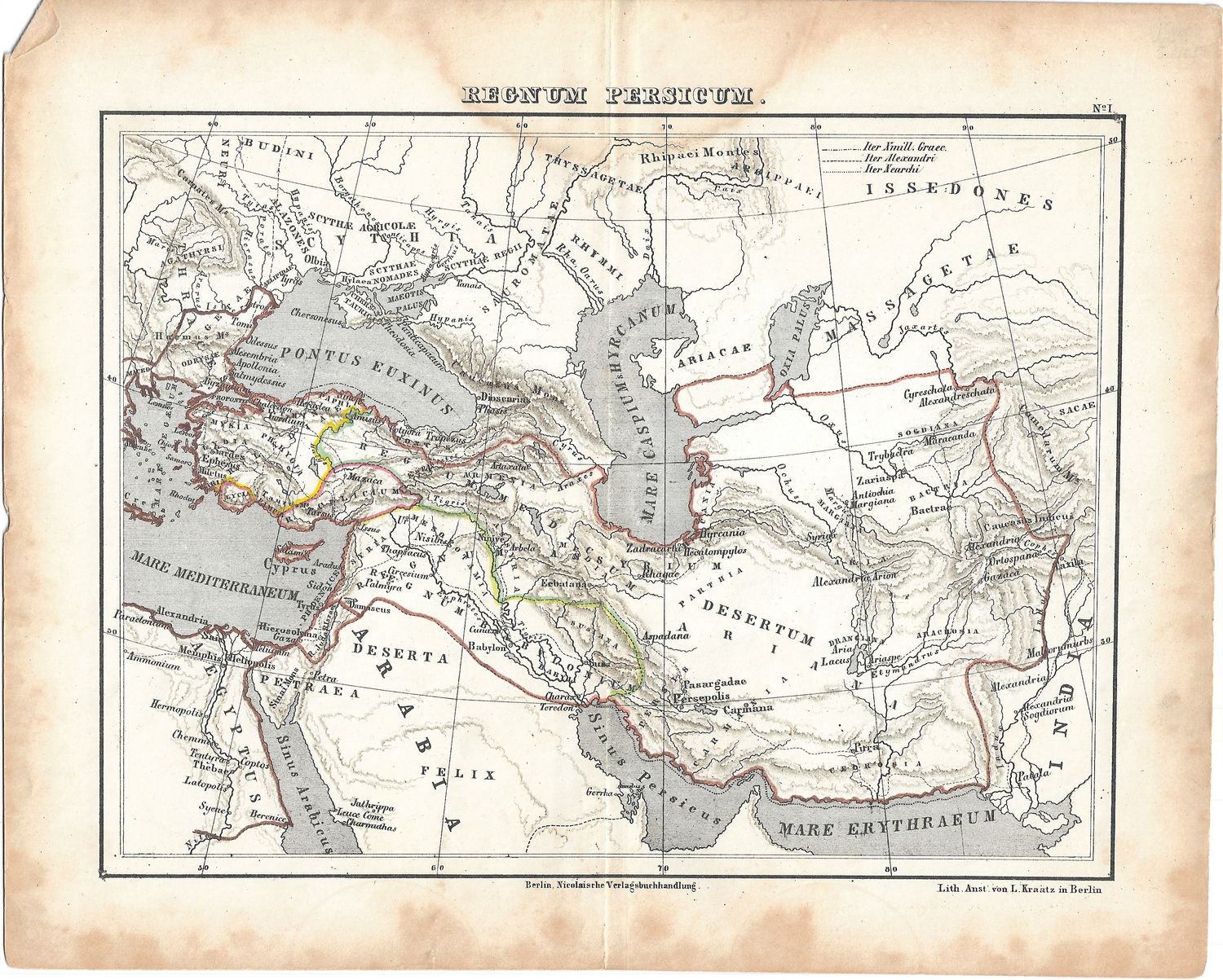 1860 Map of the Persian Empire by Von Kraatz