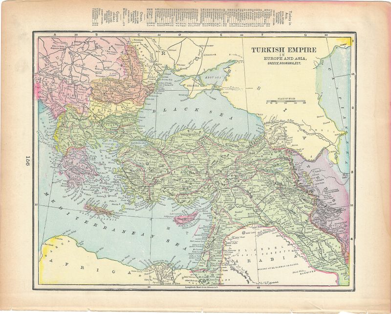 1903 Map of the Turkish Empire by Atlas Pub Chicago